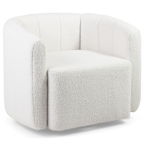 Fauteuil Pivotante En Forme De Tonneau, Chaise D'appoint Rembourrée Moderne En Sherpa
