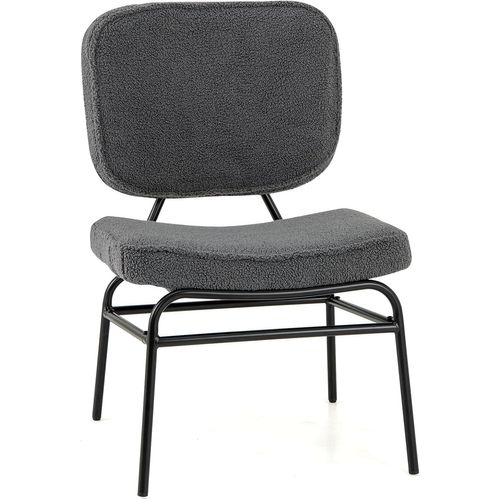 Chaises De Salle à Manger Scandinave En Sherpa, Fauteuil Accent Rembourrage En Éponge,(gris)