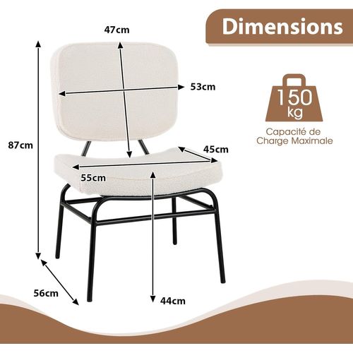 Chaises De Salle à Manger Scandinave En Sherpa, Fauteuil Accent Rembourrage En Éponge (beige)