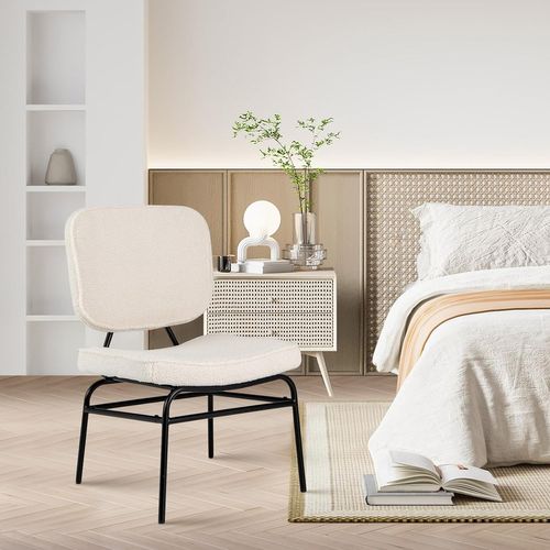 Chaises De Salle à Manger Scandinave En Sherpa, Fauteuil Accent Rembourrage En Éponge (beige)