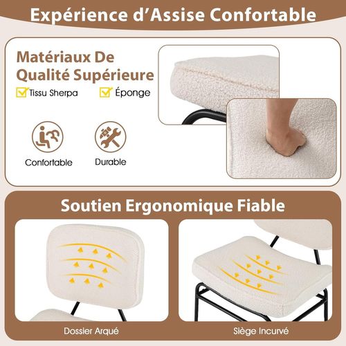 Chaises De Salle à Manger Scandinave En Sherpa, Fauteuil Accent Rembourrage En Éponge (beige)