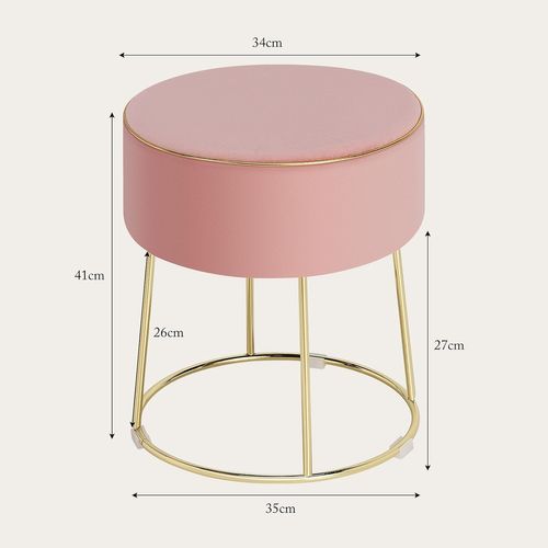 Tabouret Coiffeuse Rond, Pouf Coiffeuse En Velours, Siège Coiffeuse Rembourré,35 × 35 × 41 Cm (rose)