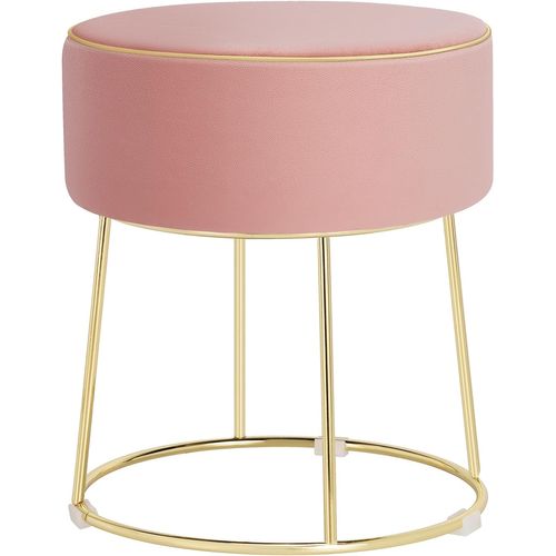 Tabouret Coiffeuse Rond, Pouf Coiffeuse En Velours, Siège Coiffeuse Rembourré,35 × 35 × 41 Cm (rose)