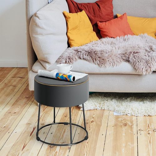 Tabouret Coiffeuse Rond, Pouf Coiffeuse En Velours, Siège Coiffeuse Rembourré,35 × 35 × 41 Cm (gris)