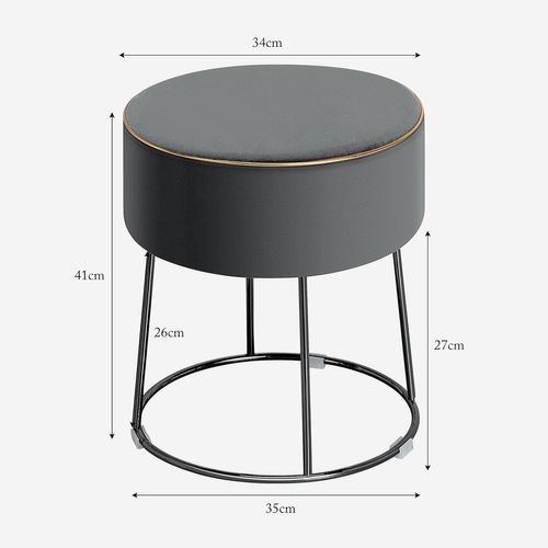 Tabouret Coiffeuse Rond, Pouf Coiffeuse En Velours, Siège Coiffeuse Rembourré,35 × 35 × 41 Cm (gris)