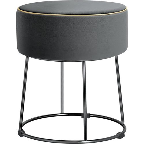 Tabouret Coiffeuse Rond, Pouf Coiffeuse En Velours, Siège Coiffeuse Rembourré,35 × 35 × 41 Cm (gris)