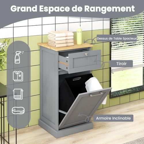 Meuble Salle De Bain Avec Tiroir, Meuble Linge Placard 38l,40 X 37 X 82 Cm (gris)