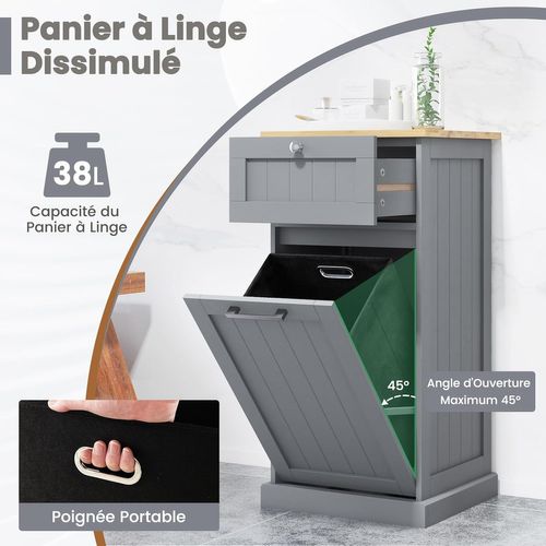 Meuble Salle De Bain Avec Tiroir, Meuble Linge Placard 38l,40 X 37 X 82 Cm (gris)