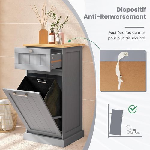 Meuble Salle De Bain Avec Tiroir, Meuble Linge Placard 38l,40 X 37 X 82 Cm (gris)