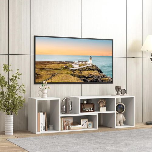 Meuble TV 2 Pièces Modulaires, Meuble Tele Pour TV 50/55/60 Pouces, Pour Salon, Chambre (blanc)