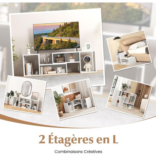 Meuble TV 2 Pièces Modulaires, Meuble Tele Pour TV 50/55/60 Pouces, Pour Salon, Chambre (blanc)