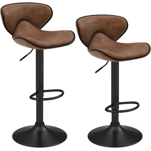 Tabourets De Bar Pivotants Lot De 2, Chaise De Bar Avec Repose-pieds, Marron Rustique