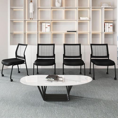 Lot De 2 Chaises De Salles De Réunion Empilables, Chaises De Bureau En Maille, Charge 125 Kg, Noir