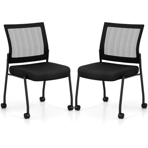 Lot De 2 Chaises De Salles De Réunion Empilables, Chaises De Bureau En Maille, Charge 125 Kg, Noir