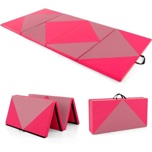 Tapis De Gymnastique Pliable Epais, Matelas D'entrainement En Mousse Et Pu (rose Et Rouge)
