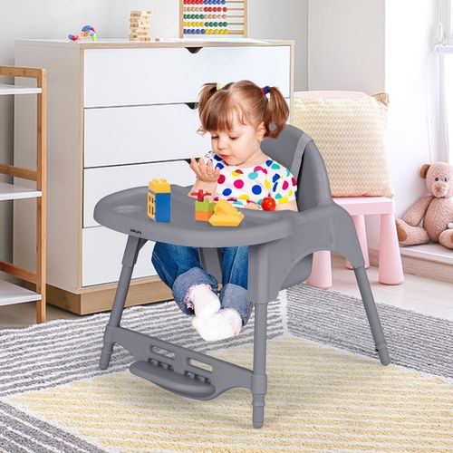 4 En 1 Chaise Haute Bébé Evolutive, 6-36 Mois, Charge 15 Kg, Chaise Bébé Convertible (gris)