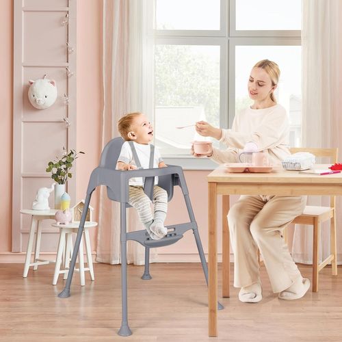 4 En 1 Chaise Haute Bébé Evolutive, 6-36 Mois, Charge 15 Kg, Chaise Bébé Convertible (gris)