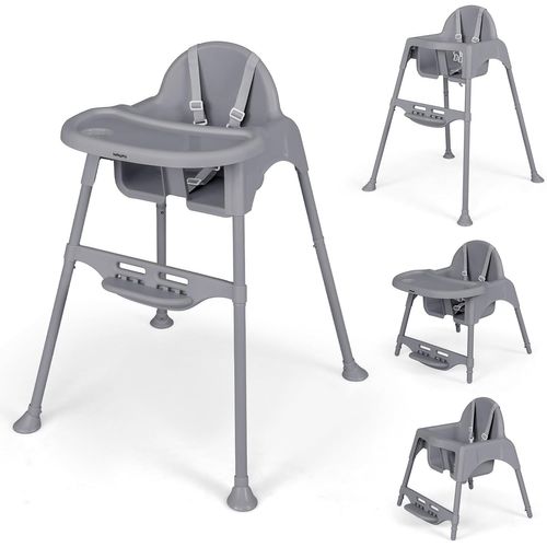 4 En 1 Chaise Haute Bébé Evolutive, 6-36 Mois, Charge 15 Kg, Chaise Bébé Convertible (gris)