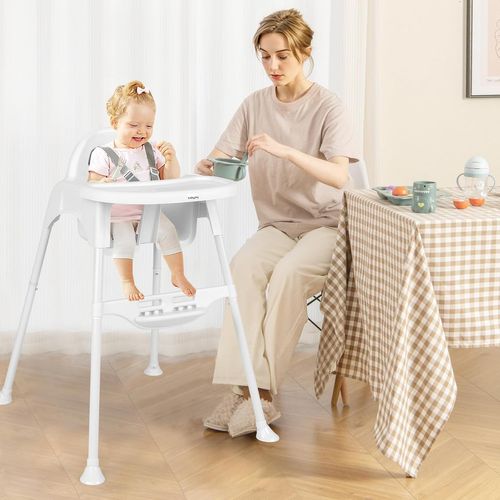 4 En 1 Chaise Haute Bébé Evolutive, 6-36 Mois, Charge 15 Kg, Chaise Bébé Convertible (blanc)