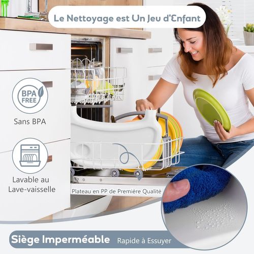 4 En 1 Chaise Haute Bébé Evolutive, 6-36 Mois, Charge 15 Kg, Chaise Bébé Convertible (blanc)