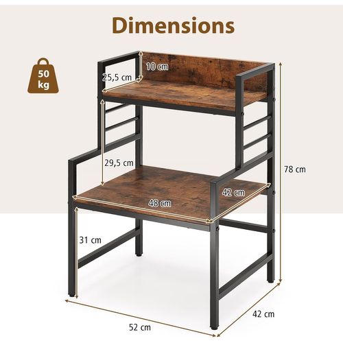 Support à Micro-ondes 3 Niveaux, Organisateur De Comptoir Industriel, Capacité De 50kg Brun Rustique