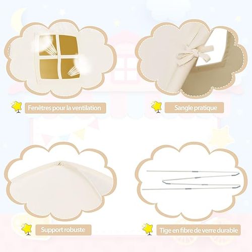 Tente De Jeu Pour Enfants Avec Tapis Antidérapant Et Sac De Transport Grande Maison De Jeu, Beige