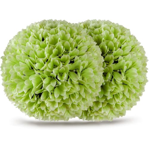 2 Boules De Buis Artificielles De 28 Cm Avec Des Fleurs, Plantes De Faux En Boules, Vert