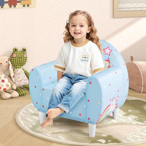 Fauteuil Enfant Avec Joli Motif Licorne,canapé Chaise Enfant En Mousse,charge 50kg Pour 3 Ans+(bleu)