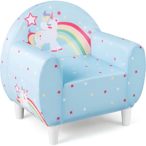 Fauteuil Enfant Avec Joli Motif Licorne,canapé Chaise Enfant En Mousse,charge 50kg Pour 3 Ans+(bleu)