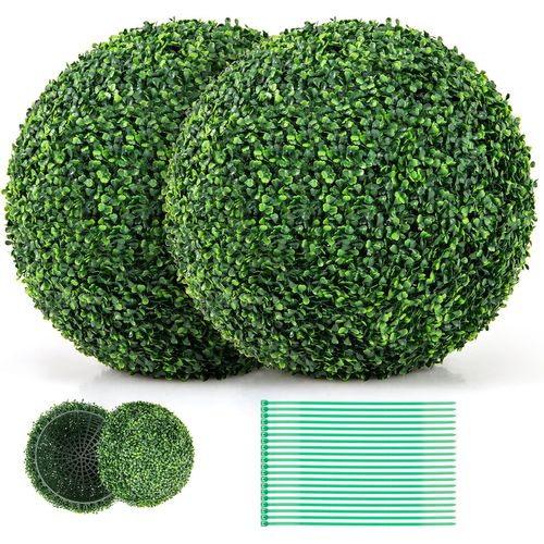 2 Boules De Buis Artificielles 50 Cm Résistantes Aux Uv, Vert Foncé
