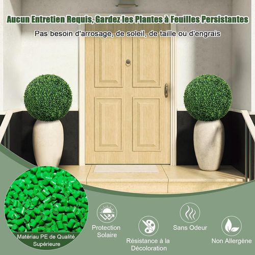 2 Boules De Buis Artificielles 50 Cm Résistantes Aux Uv, Vert Foncé