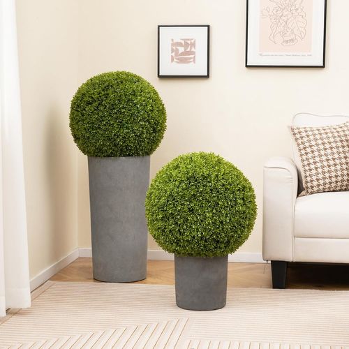 2 Boules De Buis Artificielles 39 Cm Résistantes Aux Uv, Plantes En Boules, Vert