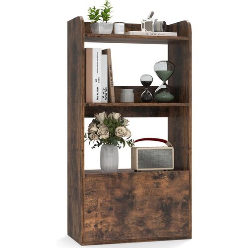 Bibliothèque Avec Tiroir, Armoire Autoportante Avec Etagère Ouverte à 3 Niveaux (marron Rustique)