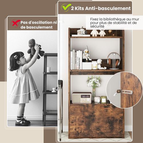 Bibliothèque Avec Tiroir, Armoire Autoportante Avec Etagère Ouverte à 3 Niveaux (marron Rustique)