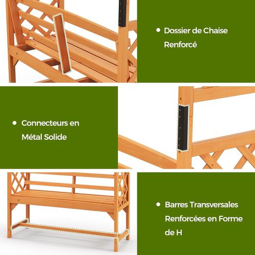 Arche De Jardin Pour Plantes Grimpantes Avec Banc 2 Places à Charge 300 Kg (160 X 50 X 199 Cm)