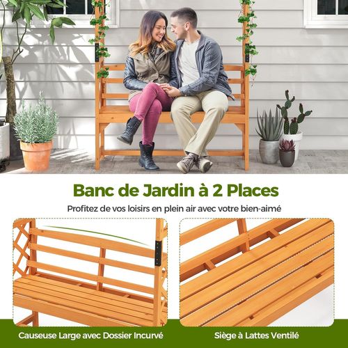 Arche De Jardin Pour Plantes Grimpantes Avec Banc 2 Places à Charge 300 Kg (160 X 50 X 199 Cm)
