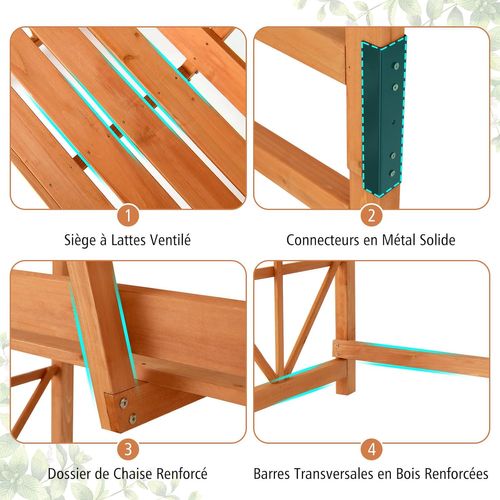 Arche De Jardin Pour Plantes Grimpantes Avec Banc 2 Places à Charge 300 Kg (120 X 58 X 189 Cm)