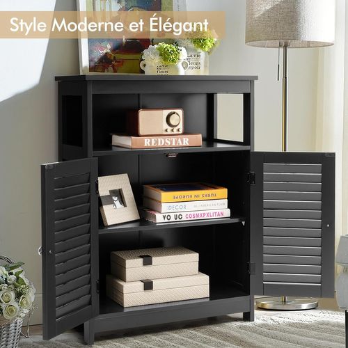 Meuble De Salle De Bain, Rangement De Salle De Bain Avec Compartiment Ouvert, 30 X 60 X 80 Cm (noir)