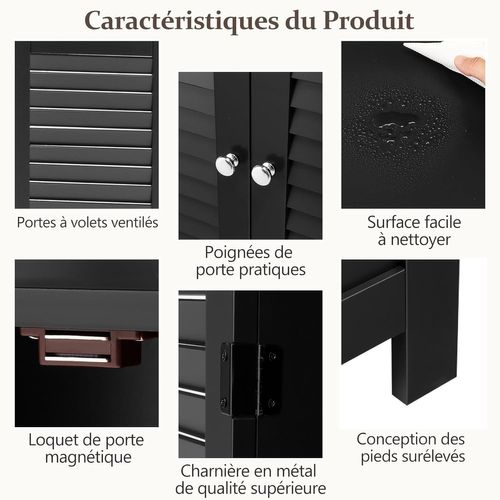 Meuble De Salle De Bain, Rangement De Salle De Bain Avec Compartiment Ouvert, 30 X 60 X 80 Cm (noir)