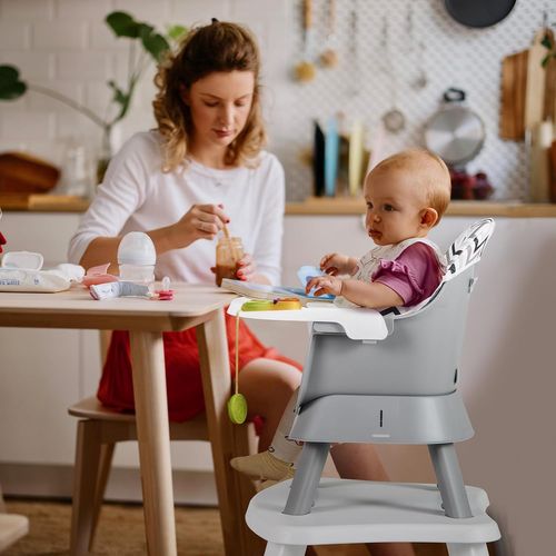 6 En 1 Chaise Haute Bébé Evolutive Avec Plateau Amovible, Charge 25kg, 6-36 Mois (ondulée)