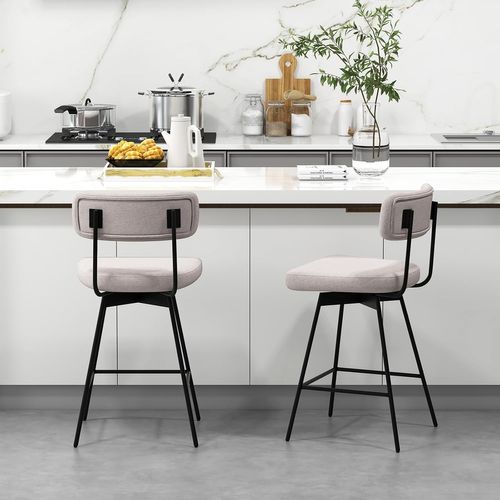 Tabourets De Bar Pivotants Lot De 2, Chaise De Bar Lin Avec Repose-pieds (beige)