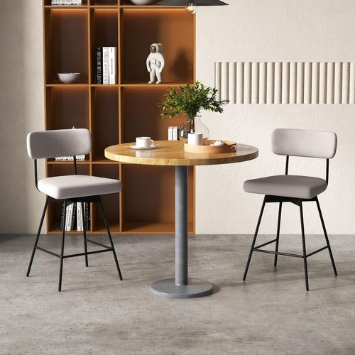 Tabourets De Bar Pivotants Lot De 2, Chaise De Bar Lin Avec Repose-pieds (beige)