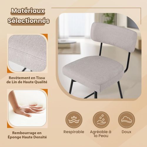 Tabourets De Bar Pivotants Lot De 2, Chaise De Bar Lin Avec Repose-pieds (beige)