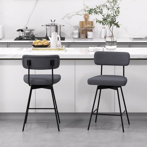 Tabourets De Bar Pivotants Lot De 2, Chaise De Bar Lin Avec Repose-pieds (gris)