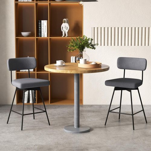 Tabourets De Bar Pivotants Lot De 2, Chaise De Bar Lin Avec Repose-pieds (gris)