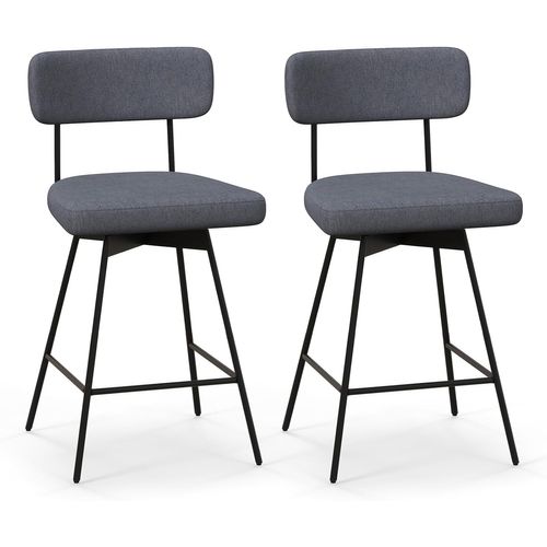 Tabourets De Bar Pivotants Lot De 2, Chaise De Bar Lin Avec Repose-pieds (gris)
