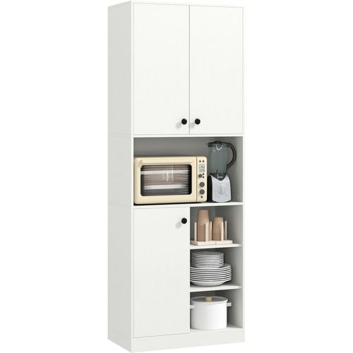 Buffet Cuisine, Meuble Cuisine Rangement 166 Cm, 3 Placard, Double Porte, 5 Etagères, Blanc