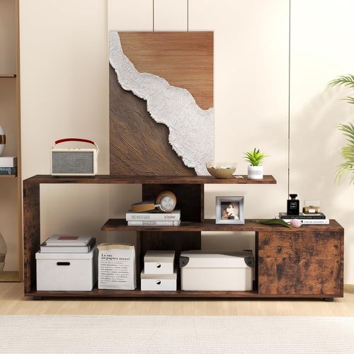 Meuble TV, Meuble Télé Pour 55" Au Max, Design S, Rangement Ouvert (marron Rustique)