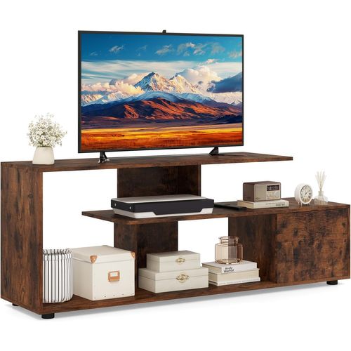 Meuble TV, Meuble Télé Pour 55" Au Max, Design S, Rangement Ouvert (marron Rustique)