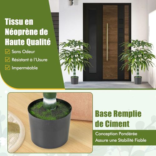 Lot De 2 Arbres Artificiels En Bambou De 100 Cm, Fausses Plantes Avec Pot En Plastique